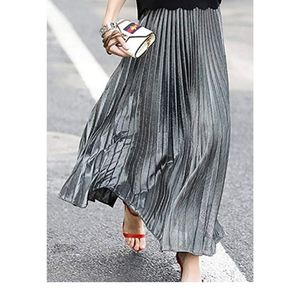 Silver pleated maxi skirt